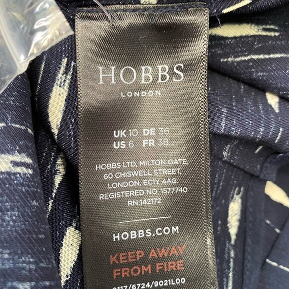 Hobbs London Popover Tie Neck Long Sleeve Blouse Navy 6 NWOT - Picture 8 of 12
